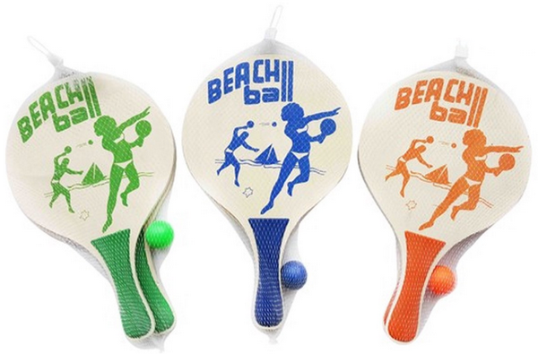 Beachball set naturel hout 8mm 04202