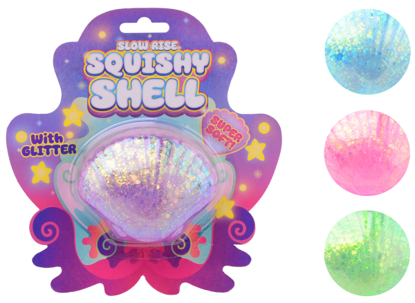 Slow rise glitter schelp op kaart 24595