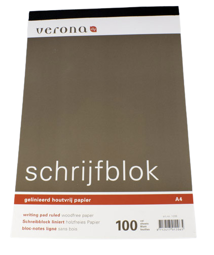 5 schrijfblokken A4 100 vel verona 1206