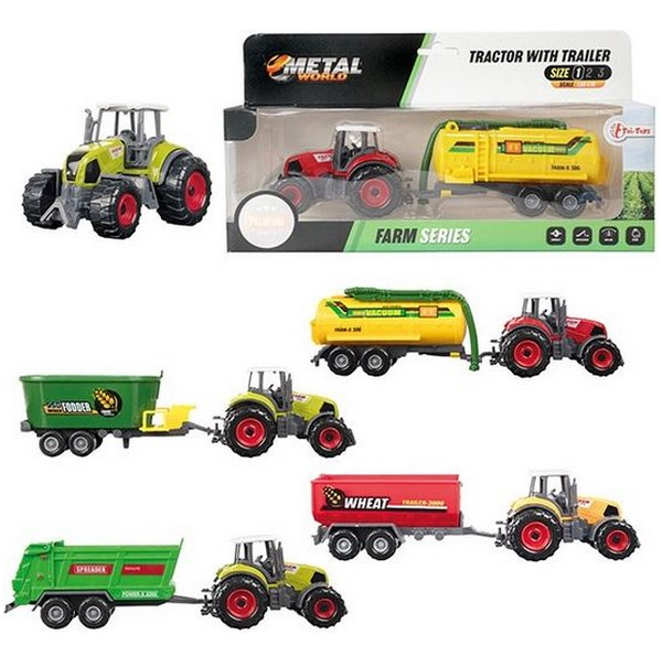 Metal tractor en aanhangwagen 28094Z