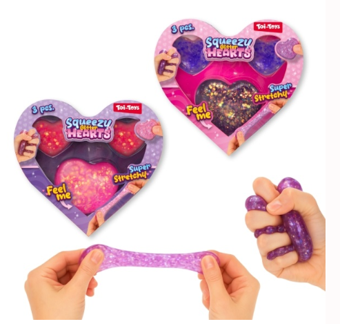 3 Squeezy hartjes glitter 2 ass. 00159Z